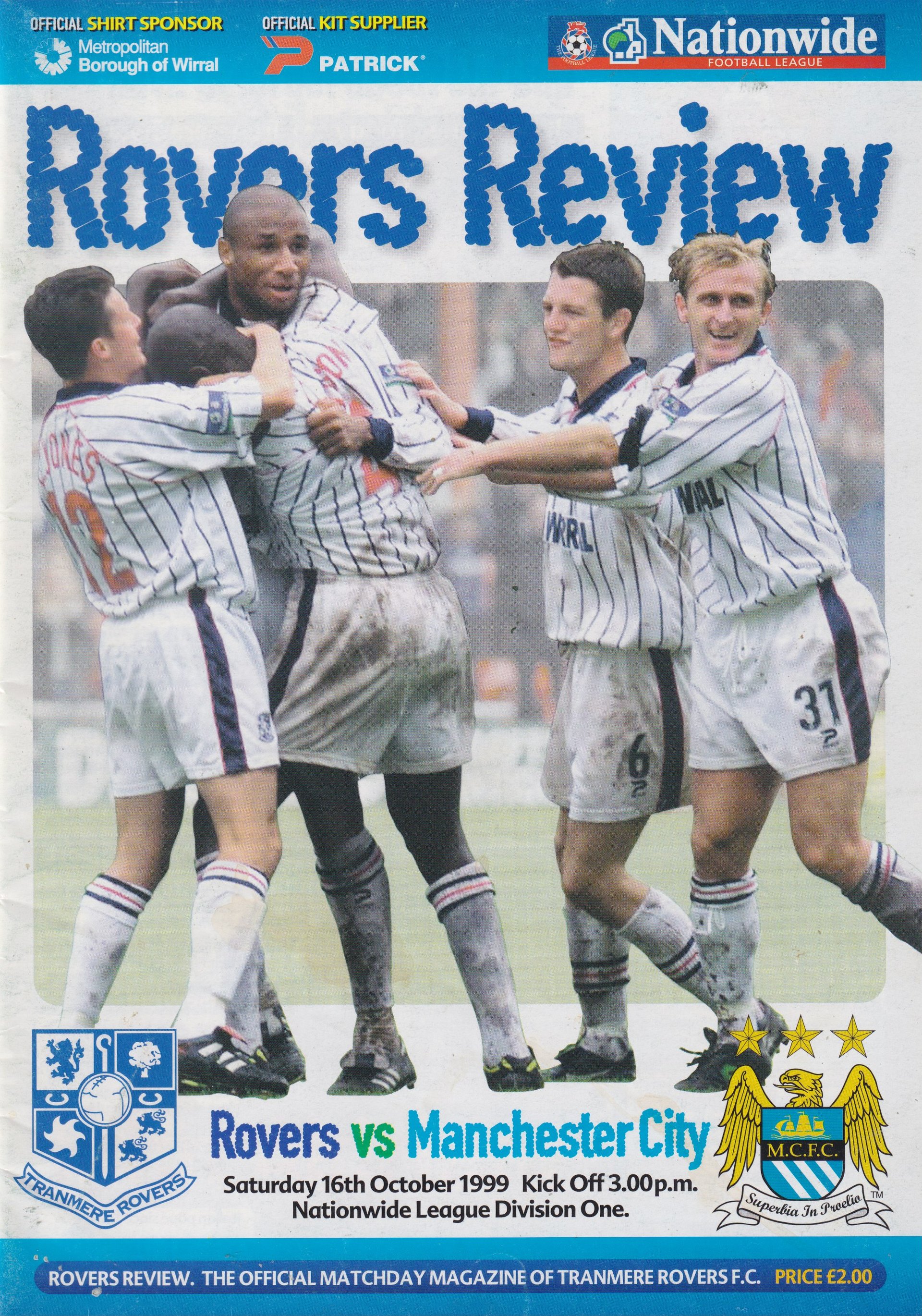 Tranmere Rovers v Manchester City match programme